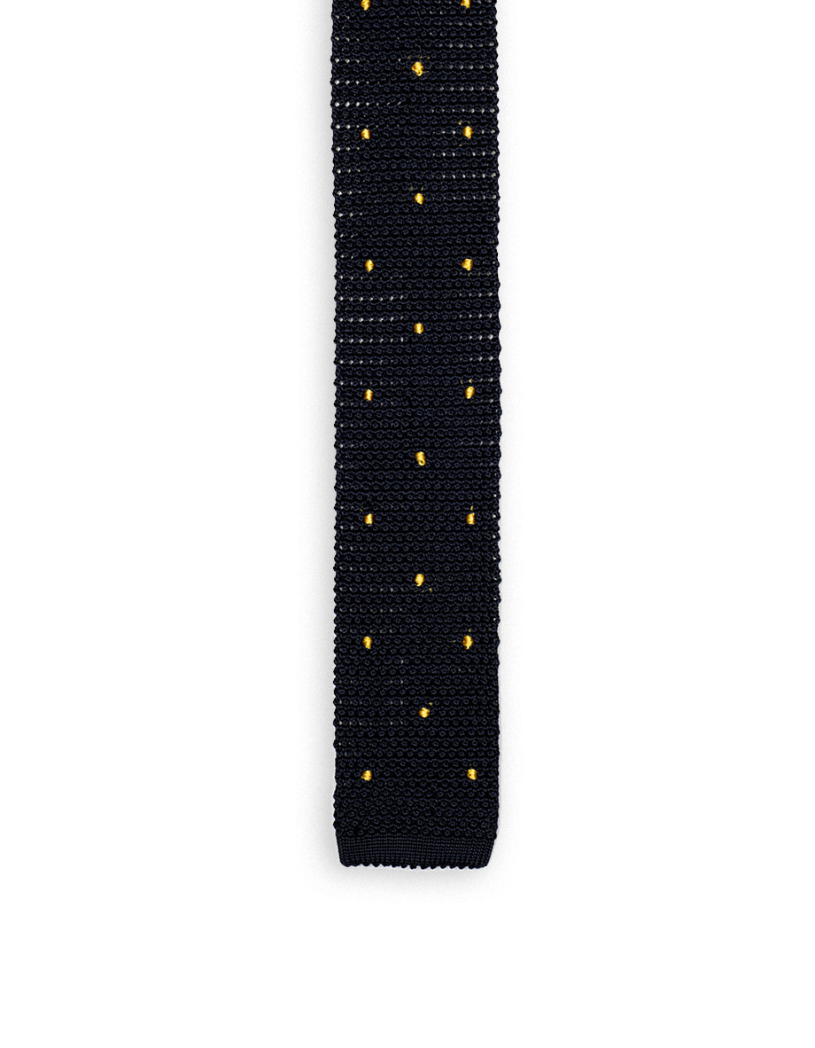cravatta delta grana di riso superknit pois mano marine giallo ginestra 1