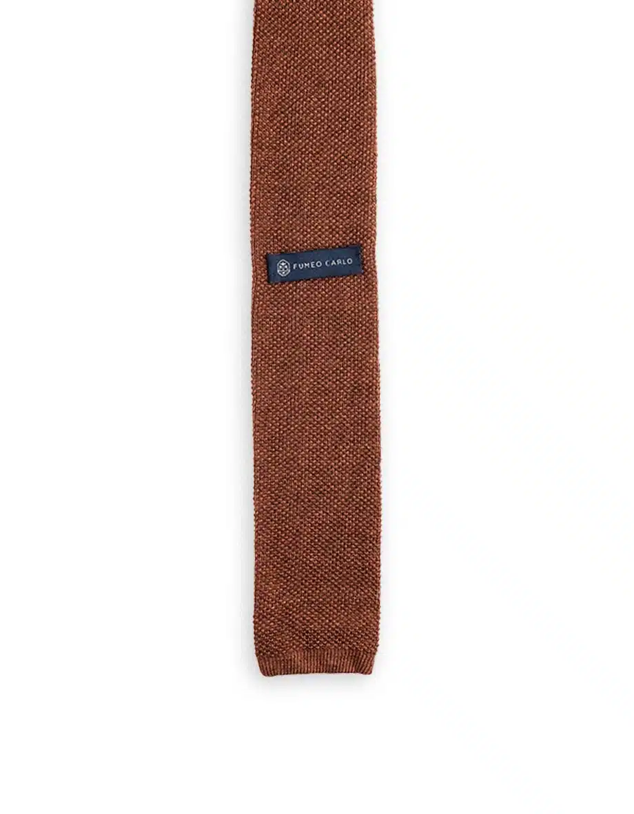cravatta tencal rosso mattone papillo punta quadra 1
