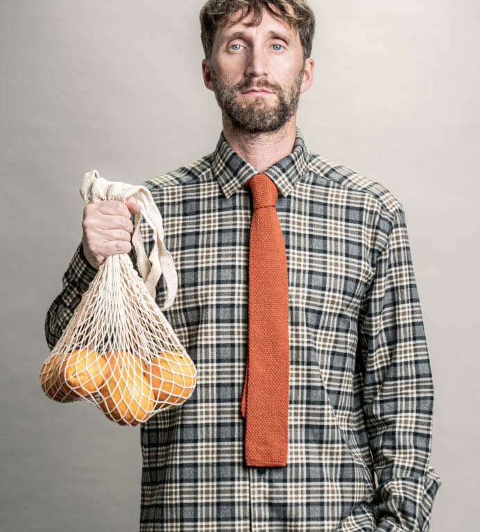 uomo arance camicia cravatte artigianali abbigliamento made in Italy